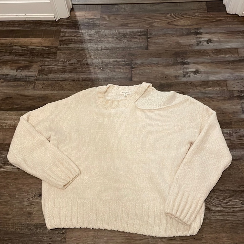 Cream super soft chenille one shoulder sweater